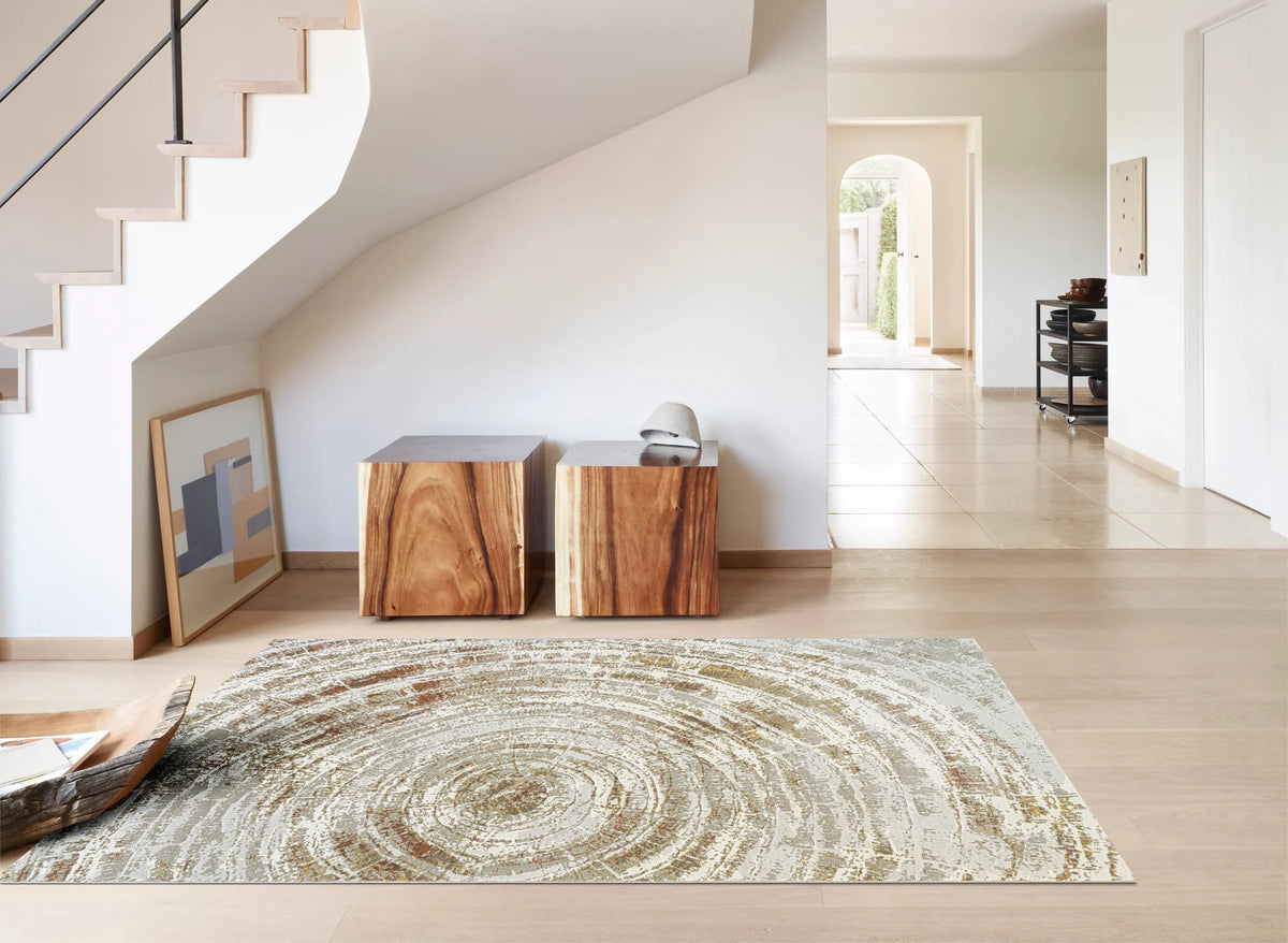 Rustic Swirl Pattern Platinum Rug