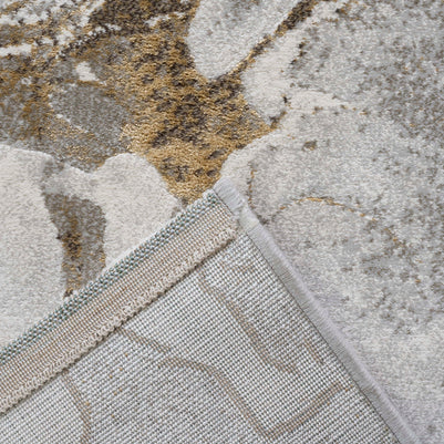 Abstract Marble Swirl Platinum Rug