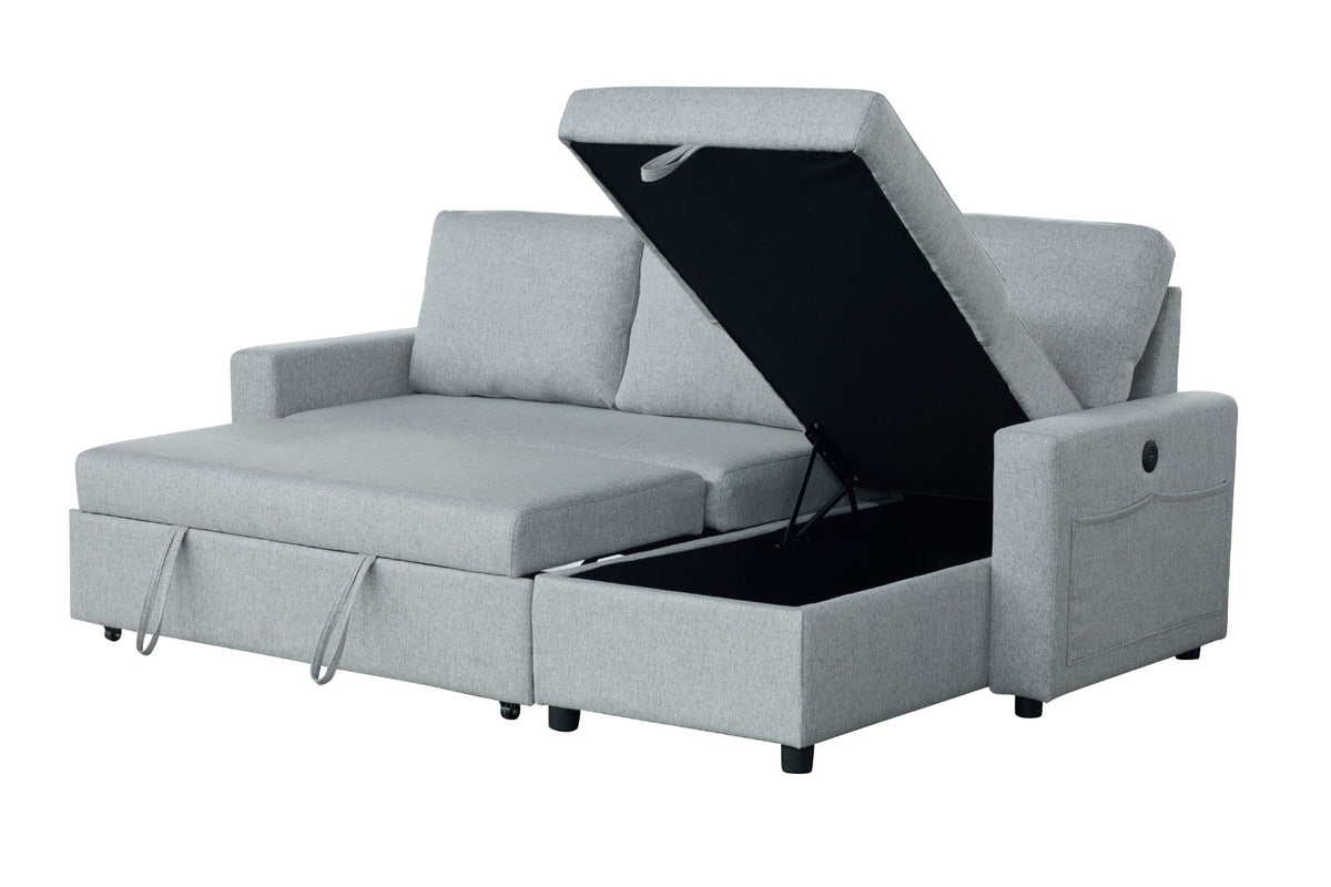 Rosa Sofa Bed with Chaise & Storage + USB