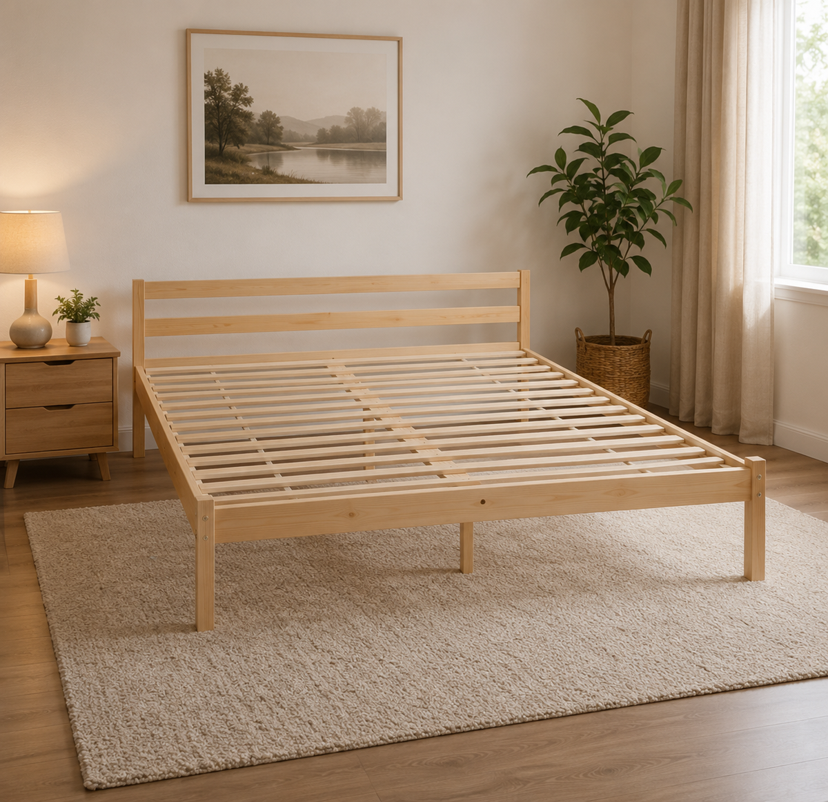 Miami Bedframe – Natural Wood.