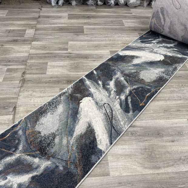 Modern Flowing Abstract Pattern Argentum Hallway Runner Size: 67cm wide x Cut to order