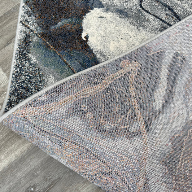 Modern Flowing Abstract Pattern Argentum Hallway Runner Size: 67cm wide x Cut to order