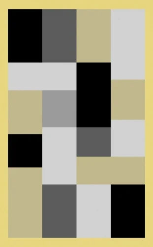 Modern Turkish Block Design Aroha Rug in Yellow/ Black/ Grey