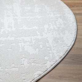 Modern Luxurious Textured Trentino Ivory Round Rug