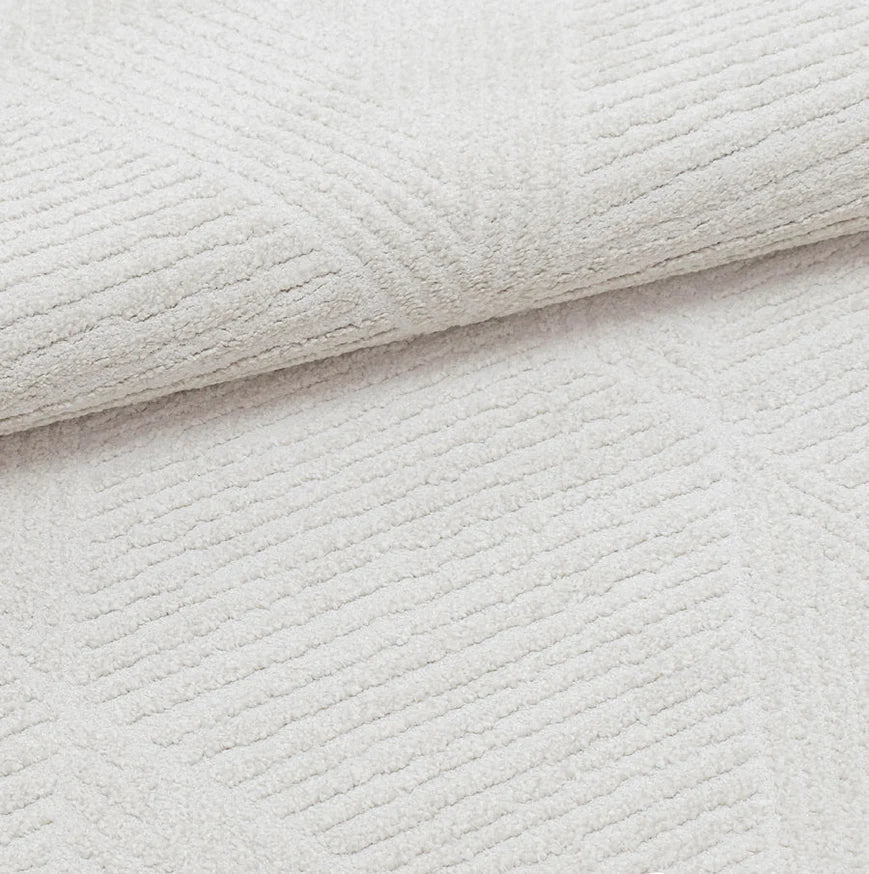 Modern Luxurious Textured Trentino Ivory Round Rug
