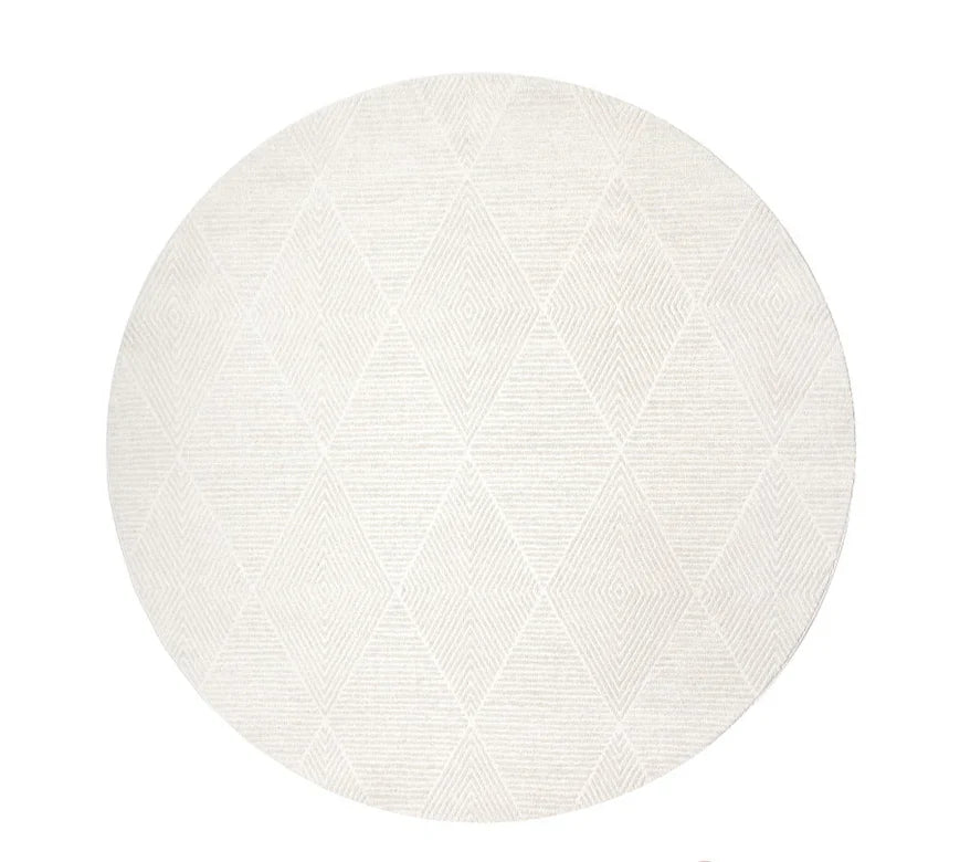 Modern Luxurious Textured Trentino Ivory Round Rug