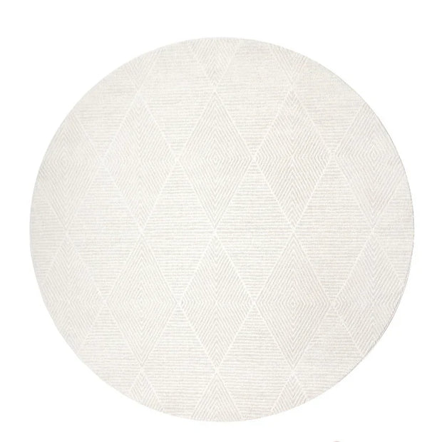 Modern Luxurious Textured Trentino Ivory Round Rug