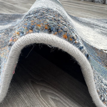 Modern Flowing Abstract Pattern Argentum Hallway Runner Size: 67cm wide x Cut to order