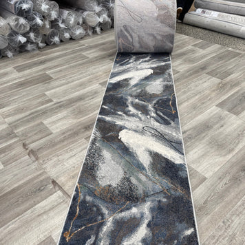 Modern Flowing Abstract Pattern Argentum Hallway Runner Size: 67cm wide x Cut to order