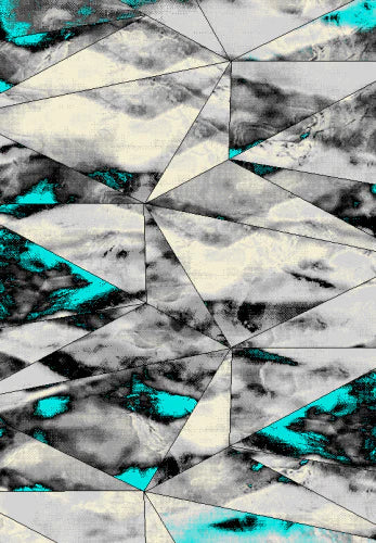Abstract Modern Design Turkish Aroha Rug in Turquoise & Grey