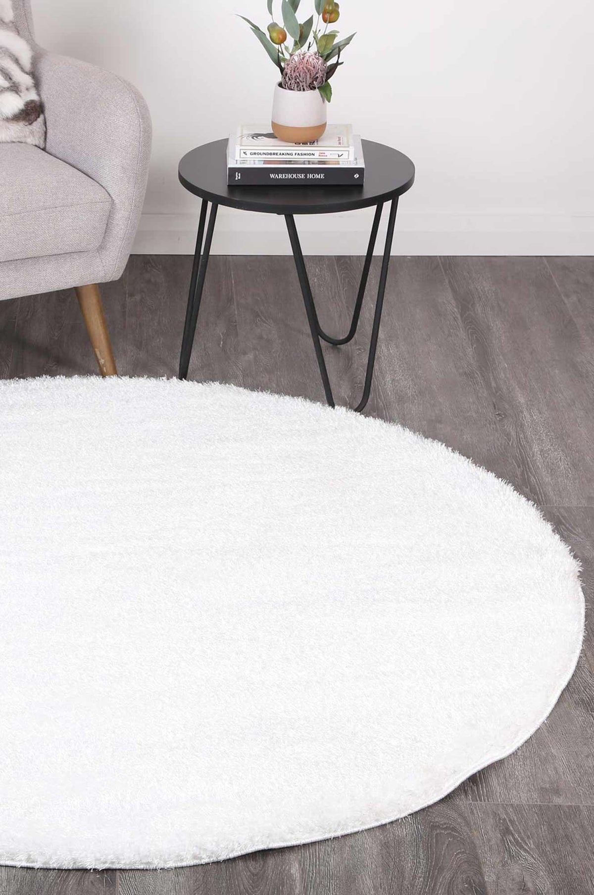 Dream Shaggy White Colour Turkish Round Rug