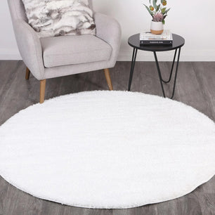 Dream Shaggy White Colour Turkish Round Rug