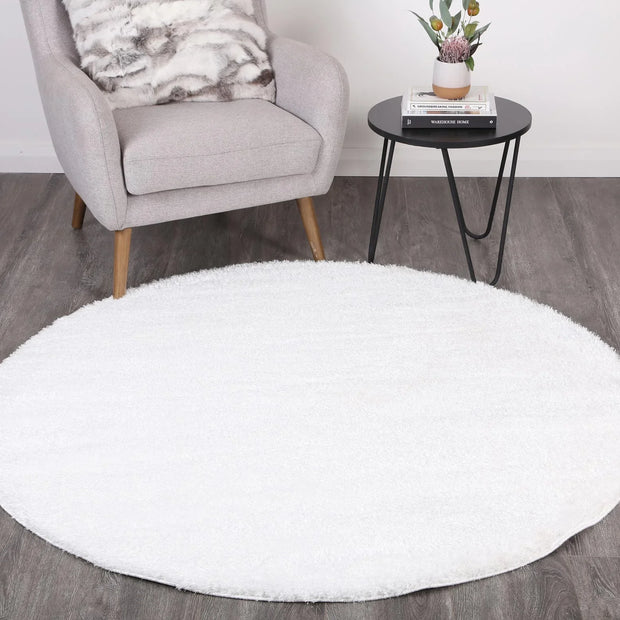 Dream Shaggy White Colour Turkish Round Rug