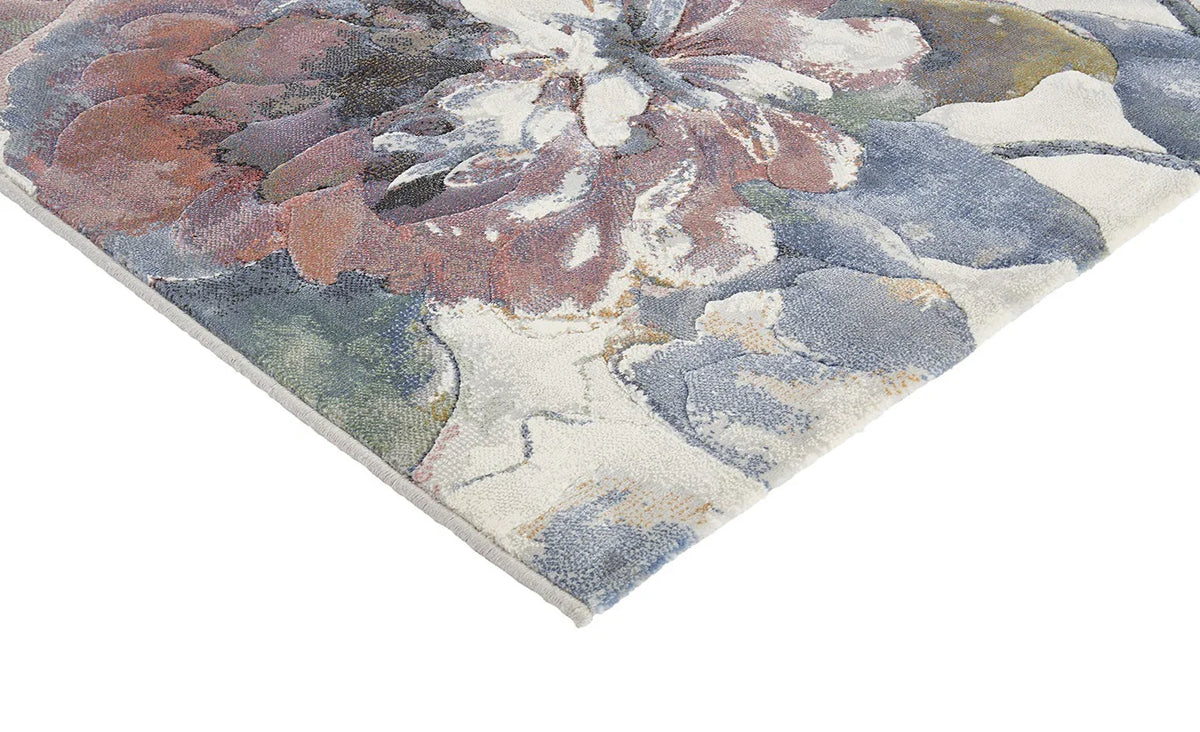 Kimya Collection Retro Wave Rug in Earthy Tones – Bold and Flowing Design