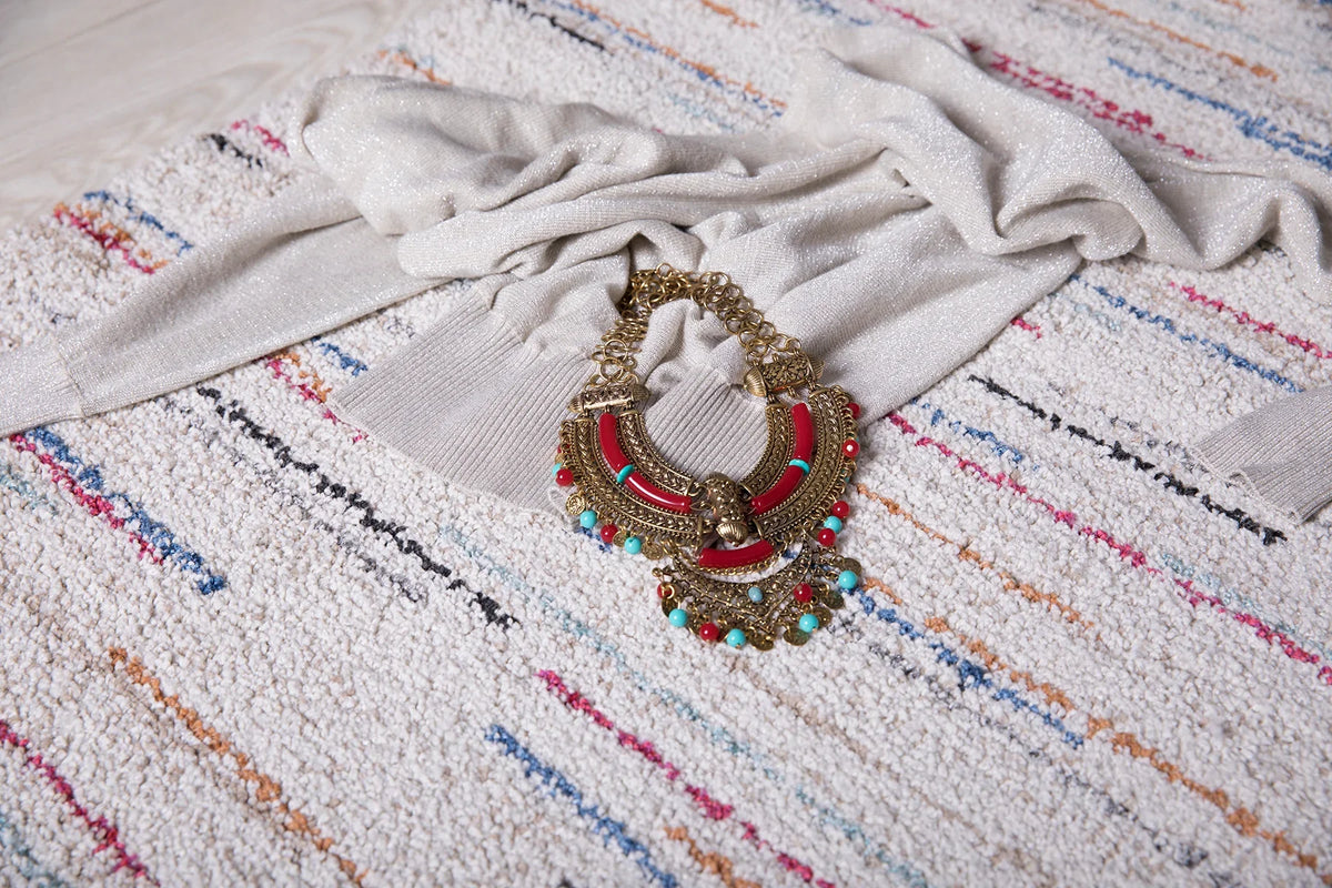 Thick Modern Multi Colour Shaggy Rug Size: 133x195cm