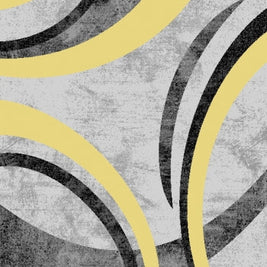 Abstract Modern Design Turkish Aroha Rug in Yellow/ Grey/ Black