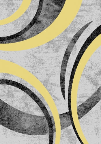 Abstract Modern Design Turkish Aroha Rug in Yellow/ Grey/ Black