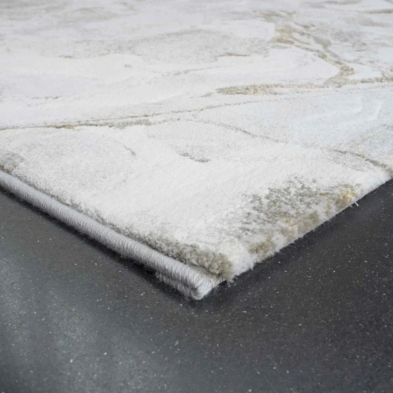 Abstract Marble Swirl Platinum Rug