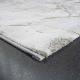 Abstract Marble Swirl Platinum Rug