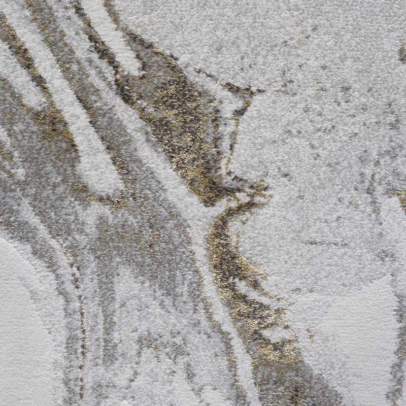 Abstract Marble Swirl Platinum Rug
