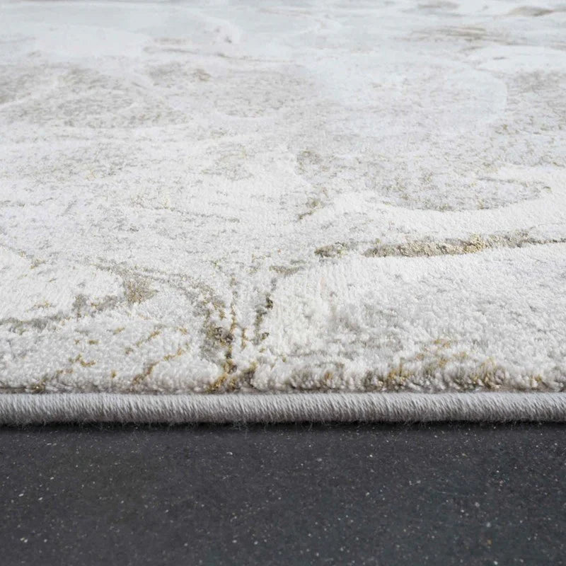 Abstract Marble Swirl Platinum Rug