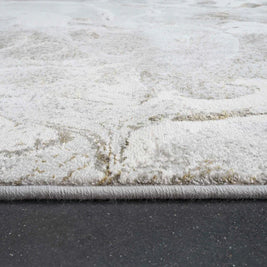 Abstract Marble Swirl Platinum Rug