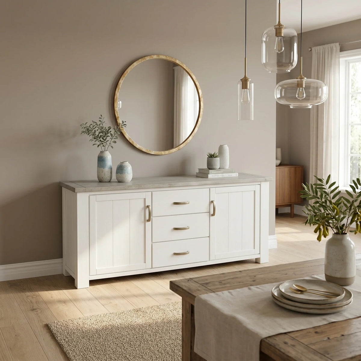 Acacia Solid Wood Large Buffet Table