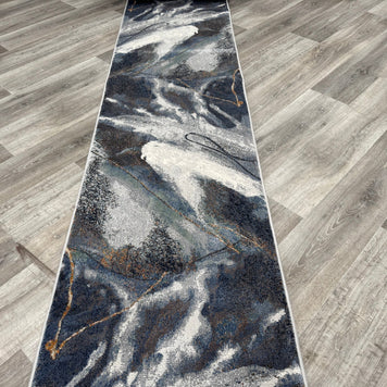Modern Flowing Abstract Pattern Argentum Hallway Runner Size: 67cm wide x Cut to order