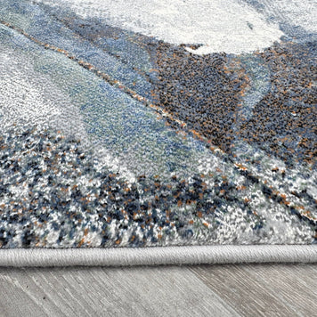 Modern Flowing Abstract Pattern Argentum Hallway Runner Size: 67cm wide x Cut to order
