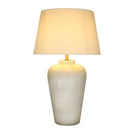 Cruz Table Lamp - Cement + White Shade