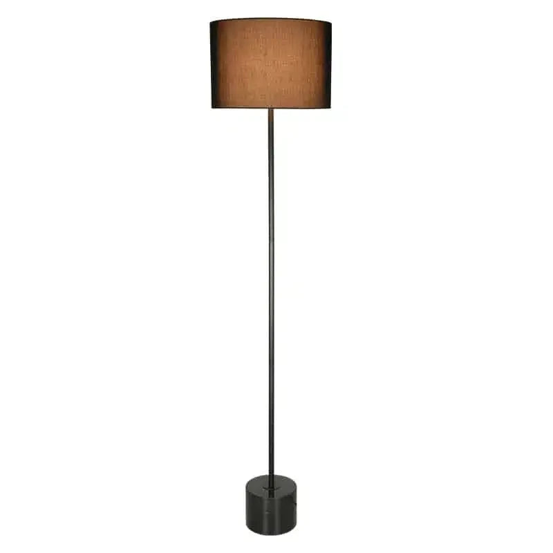 Marble Base Floor Lamp 160cm - Black + Black Shade