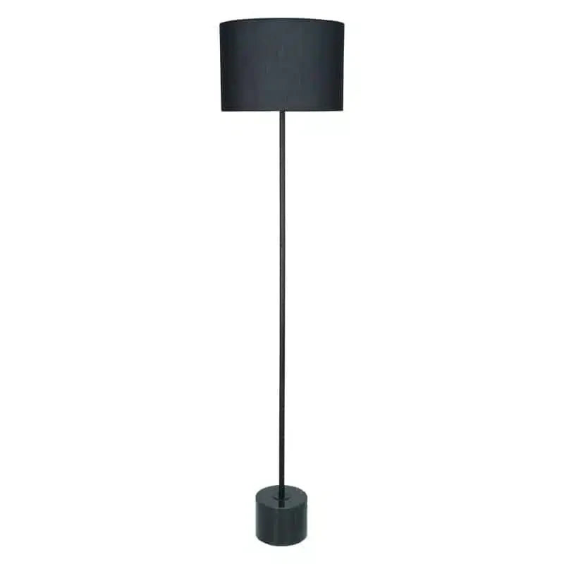 Marble Base Floor Lamp 160cm - Black + Black Shade