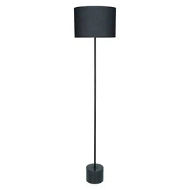 Marble Base Floor Lamp 160cm - Black + Black Shade