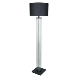 Cylinder Floor Lamp 160cm - Clear/Black + Black Shade