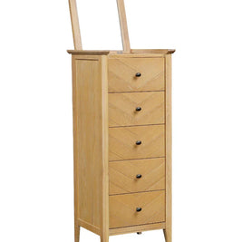 Hemsly 5 Drawer Tall Chest (Slimboy) With Mirror