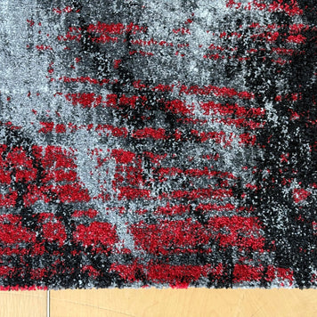 Abstract Modern Design Turkish Aroha Rug in Grey & Red