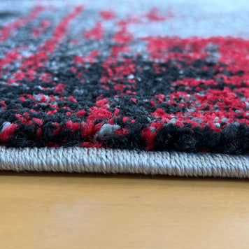 Abstract Modern Design Turkish Aroha Rug in Grey & Red
