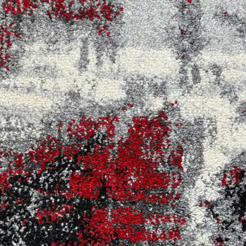 Abstract Modern Design Turkish Aroha Rug in Grey & Red