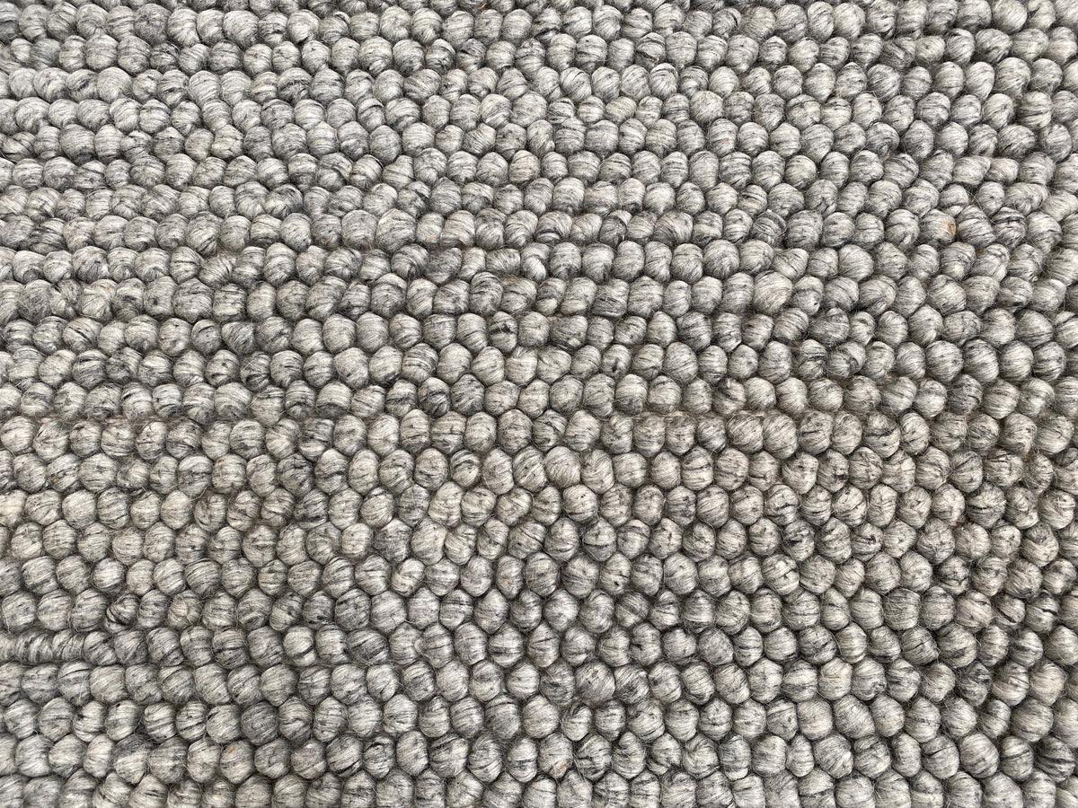 100% Wool Chunky Loop Pile Grey Colour Rug