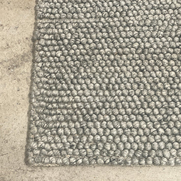 100% Wool Chunky Loop Pile Grey Colour Rug