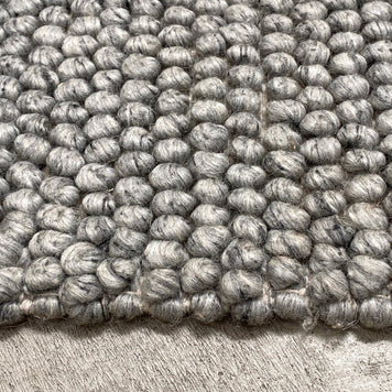 100% Wool Chunky Loop Pile Grey Colour Rug