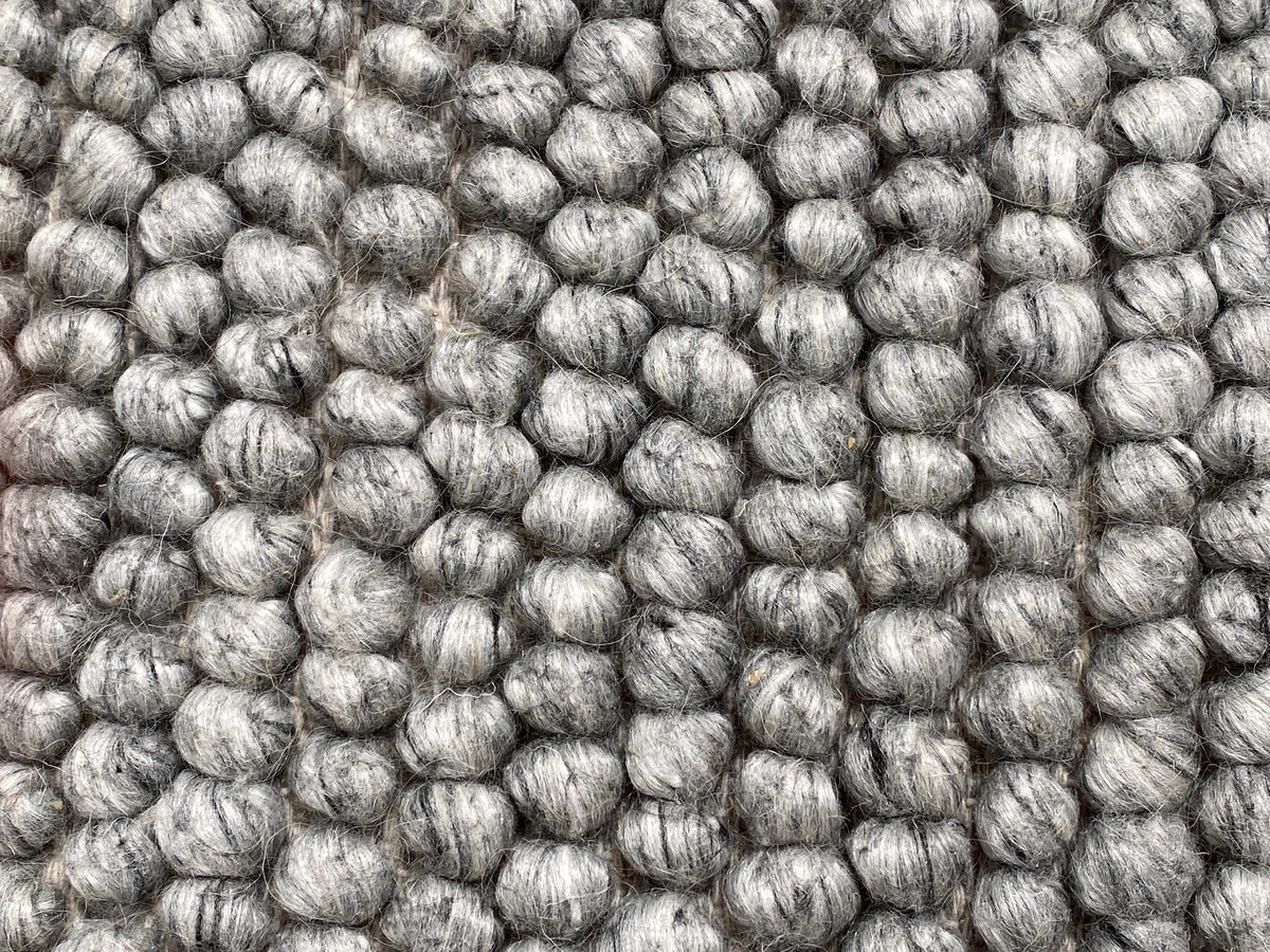 100% Wool Chunky Loop Pile Grey Colour Rug