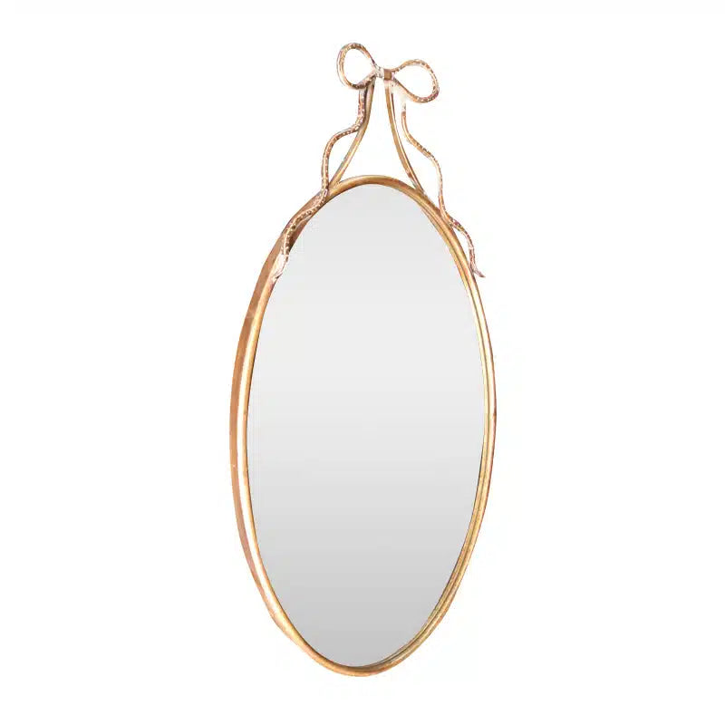 Metal Mirror Bow Oval Gold.