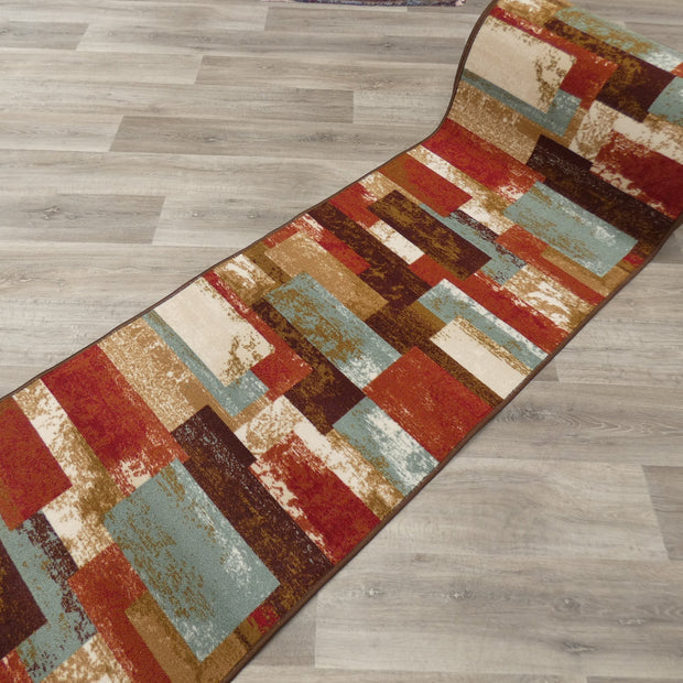 Multi Colour Non Slip Rubber Back Runner 80cm Wide x Cut To Order