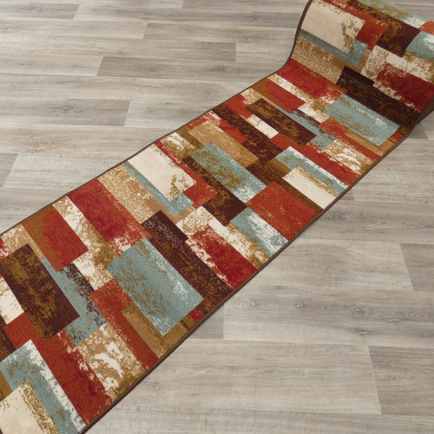 Multi Colour Non Slip Rubber Back Runner 80cm Wide x Cut To Order