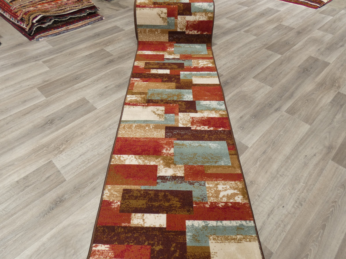 Multi Colour Non Slip Rubber Back Runner 80cm Wide x Cut To Order