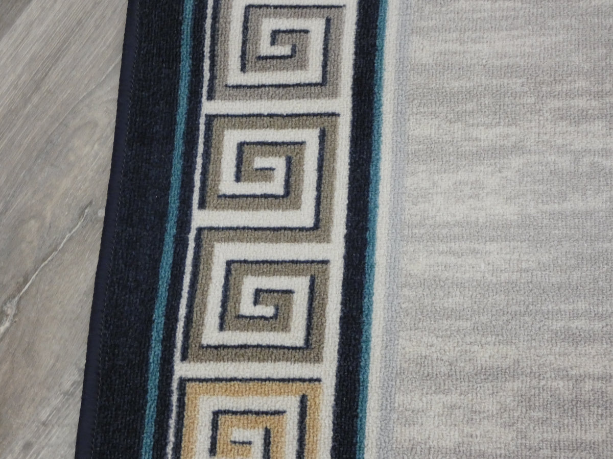 Greek Key Design Non Slip Rubber Back Runner 80cm Wide x Cut To Order