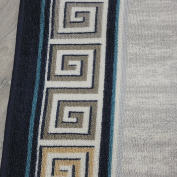 Greek Key Design Non Slip Rubber Back Runner 80cm Wide x Cut To Order