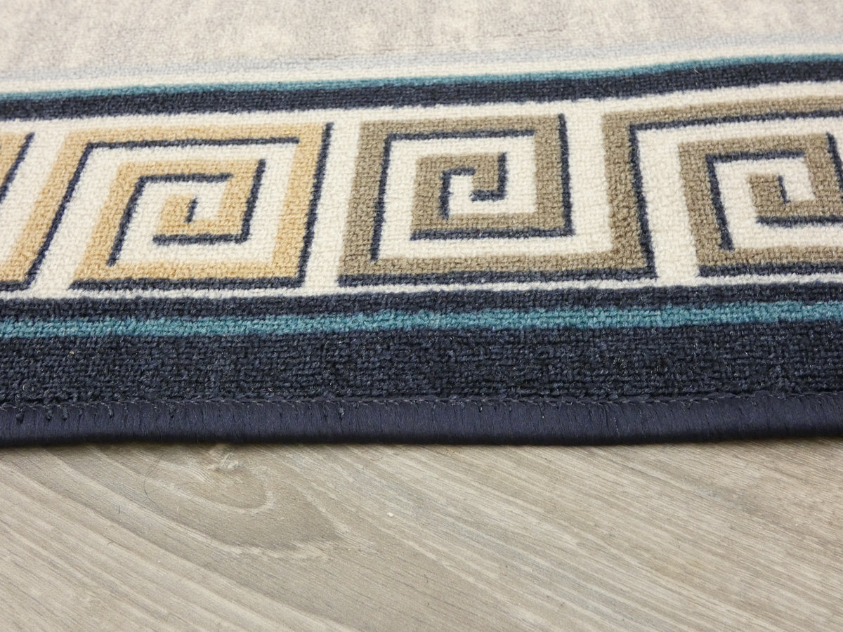Greek Key Design Non Slip Rubber Back Runner 80cm Wide x Cut To Order