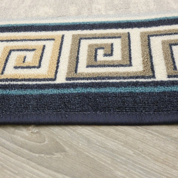 Greek Key Design Non Slip Rubber Back Runner 80cm Wide x Cut To Order